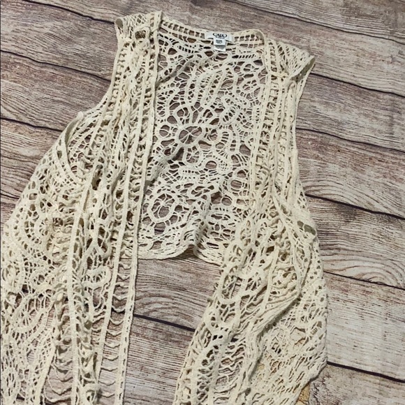 Cato Sweaters - Crochet cream vest